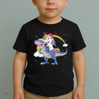 Santa Unicorn Riding Dinosaur Toddler T-Shirt thumb 2