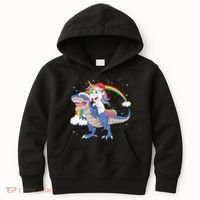 Santa Unicorn Riding Dinosaur Kids Hoodie thumb 0