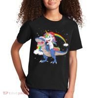 Santa Unicorn Riding Dinosaur Kids T-Shirt thumb 2