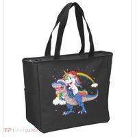 Santa Unicorn Riding Dinosaur Tote Bag thumb 2