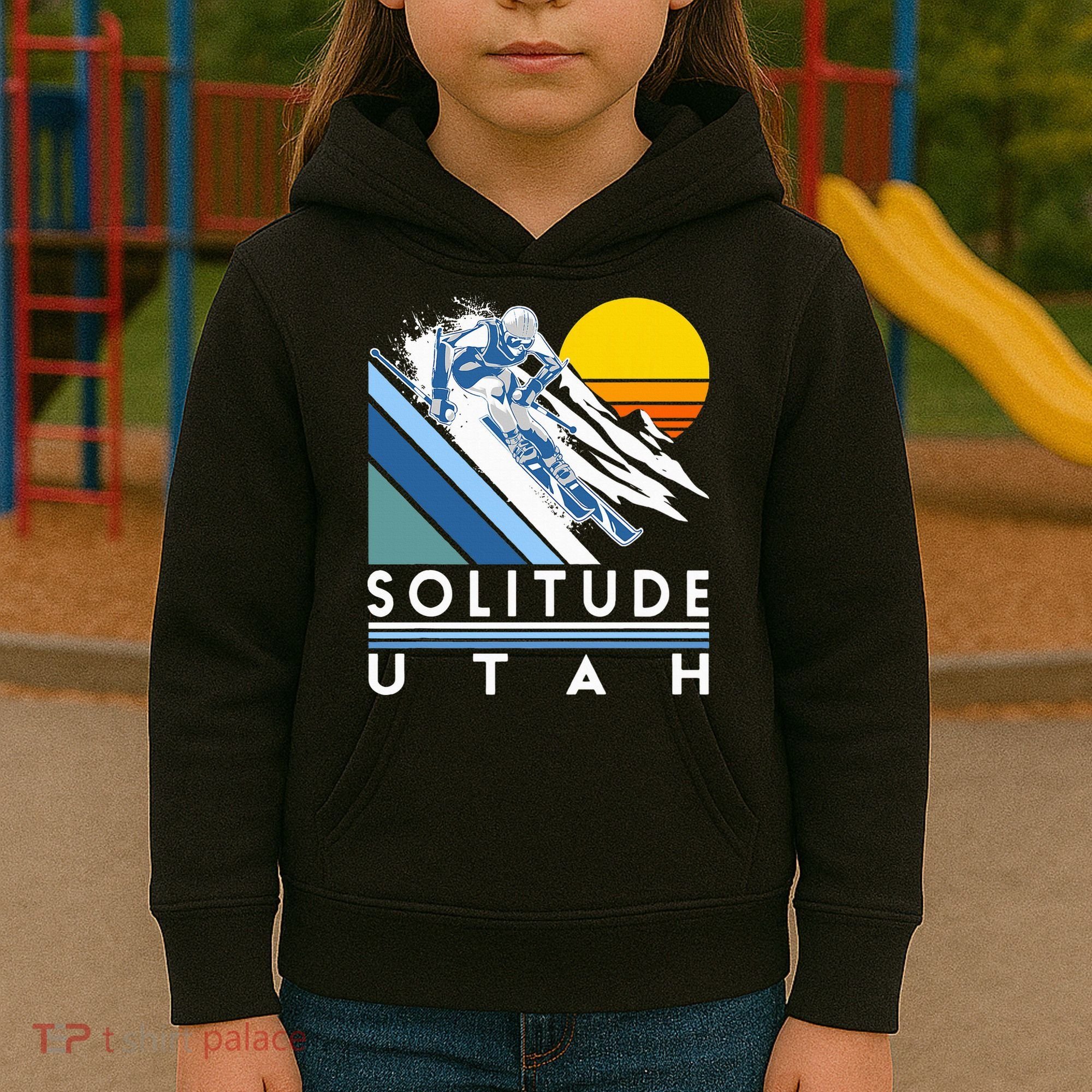 Solitude Utah Retro Ski Kids Hoodie