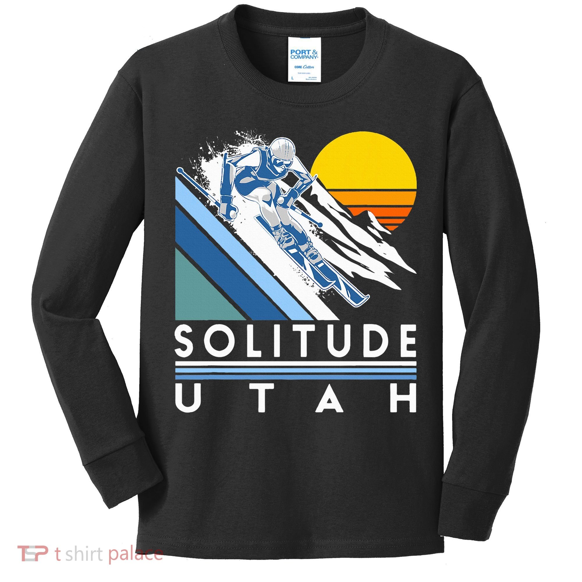 Solitude Utah Retro Ski Kids Long Sleeve Shirt
