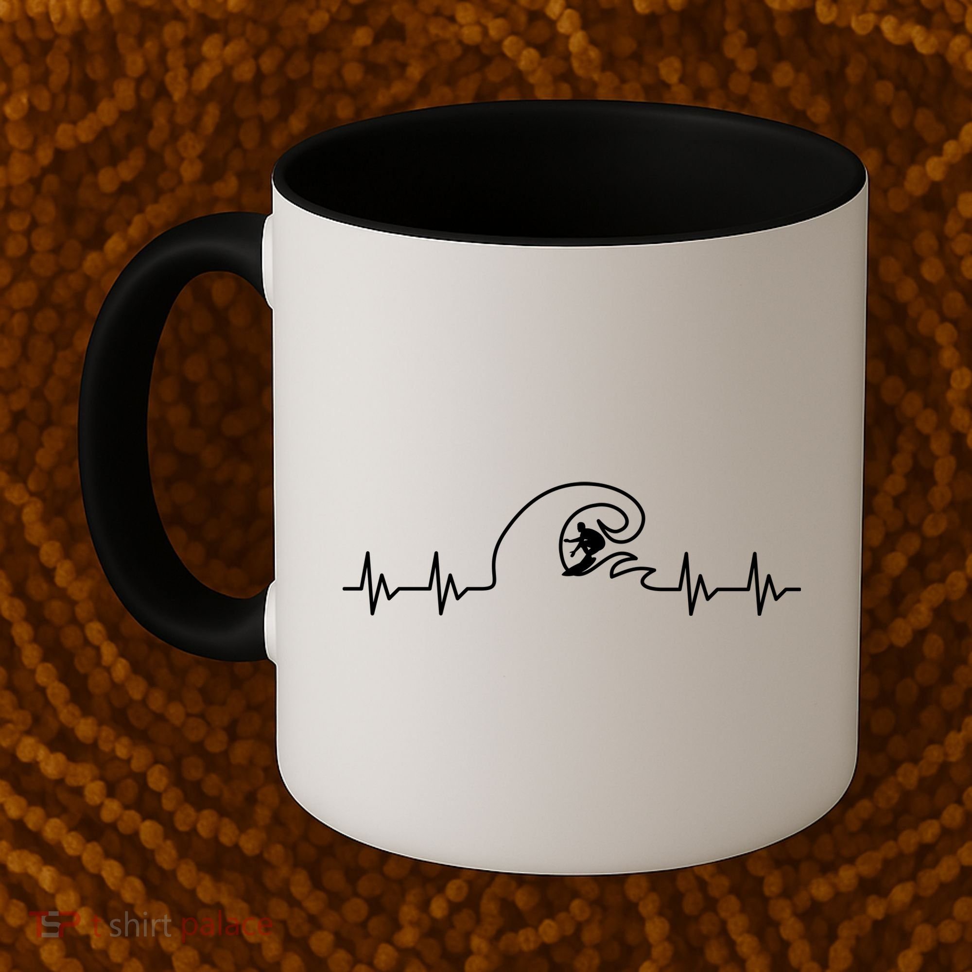 Surfer Heartbeat Pulse Coffee Mug