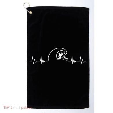 Surfer Heartbeat Pulse Golf Towel