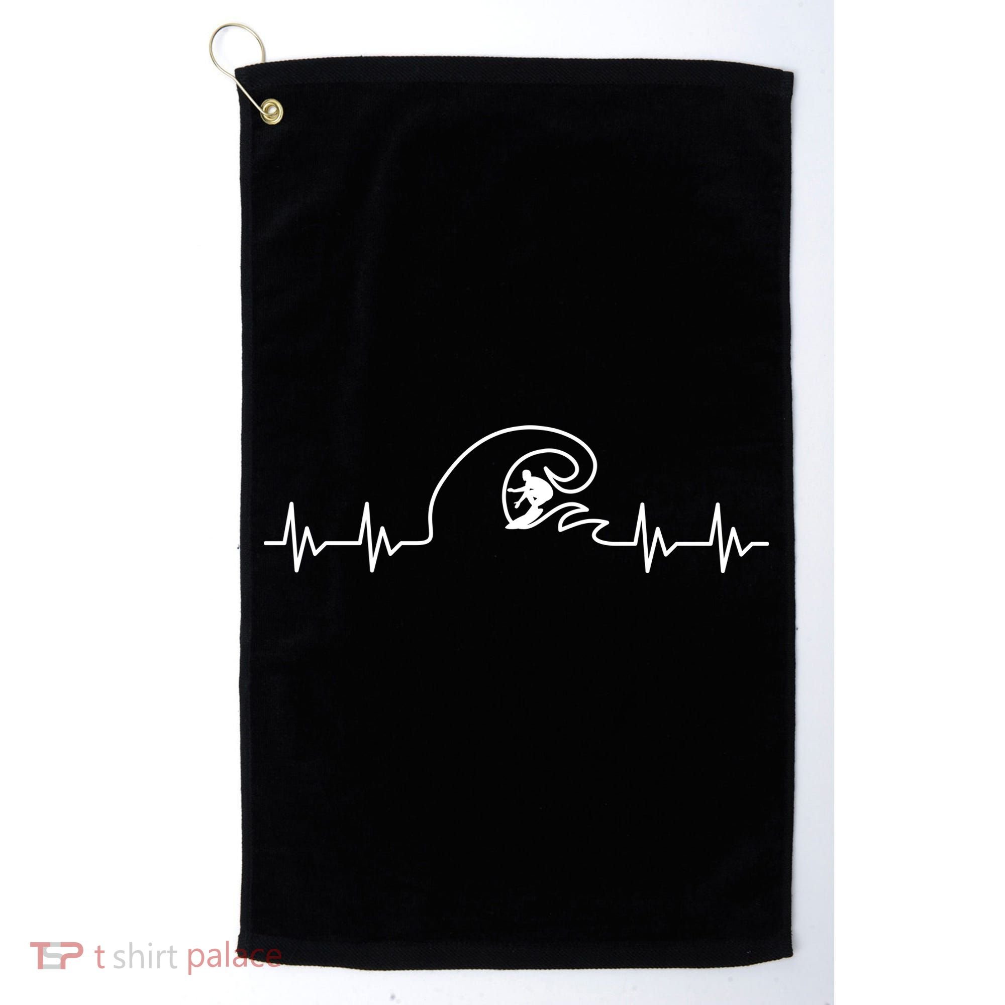 Surfer Heartbeat Pulse Golf Towel