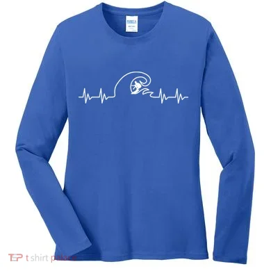 Surfer Heartbeat Pulse Women's Long Sleeve Shirt