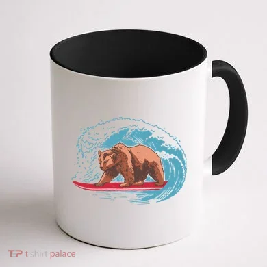 Surfing Bear Coffee Mug back