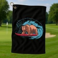 Surfing Bear Golf Towel thumb 1