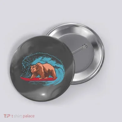 Surfing Bear Button