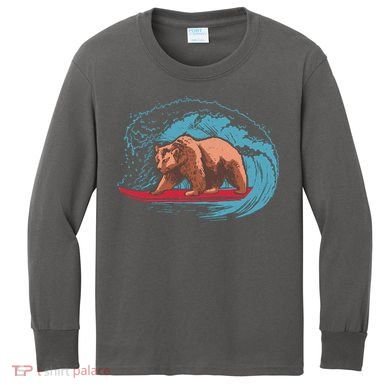 Surfing Bear Kids Long Sleeve Shirt