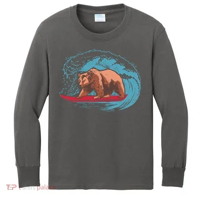 Surfing Bear Kids Long Sleeve Shirt