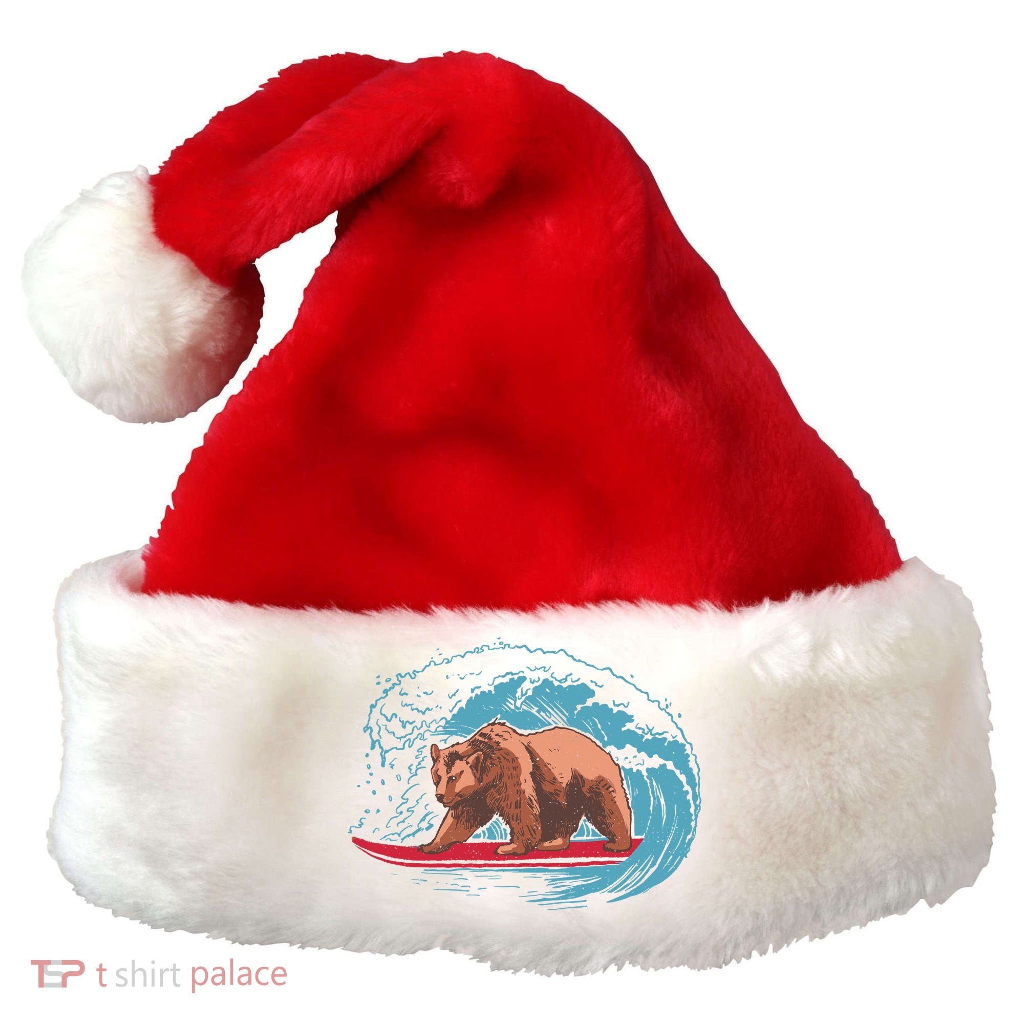 Surfing Bear Santa Hat