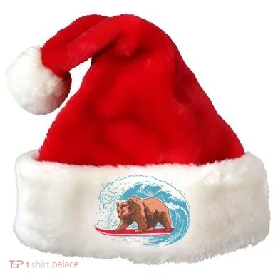 Surfing Bear Santa Hat