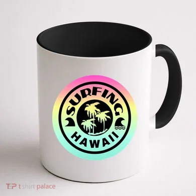 Surfing Hawaii Logo Coffee Mug back
