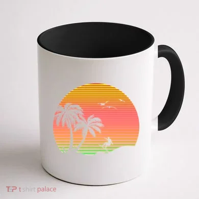 Surfing Into The Sunset Coffee Mug back