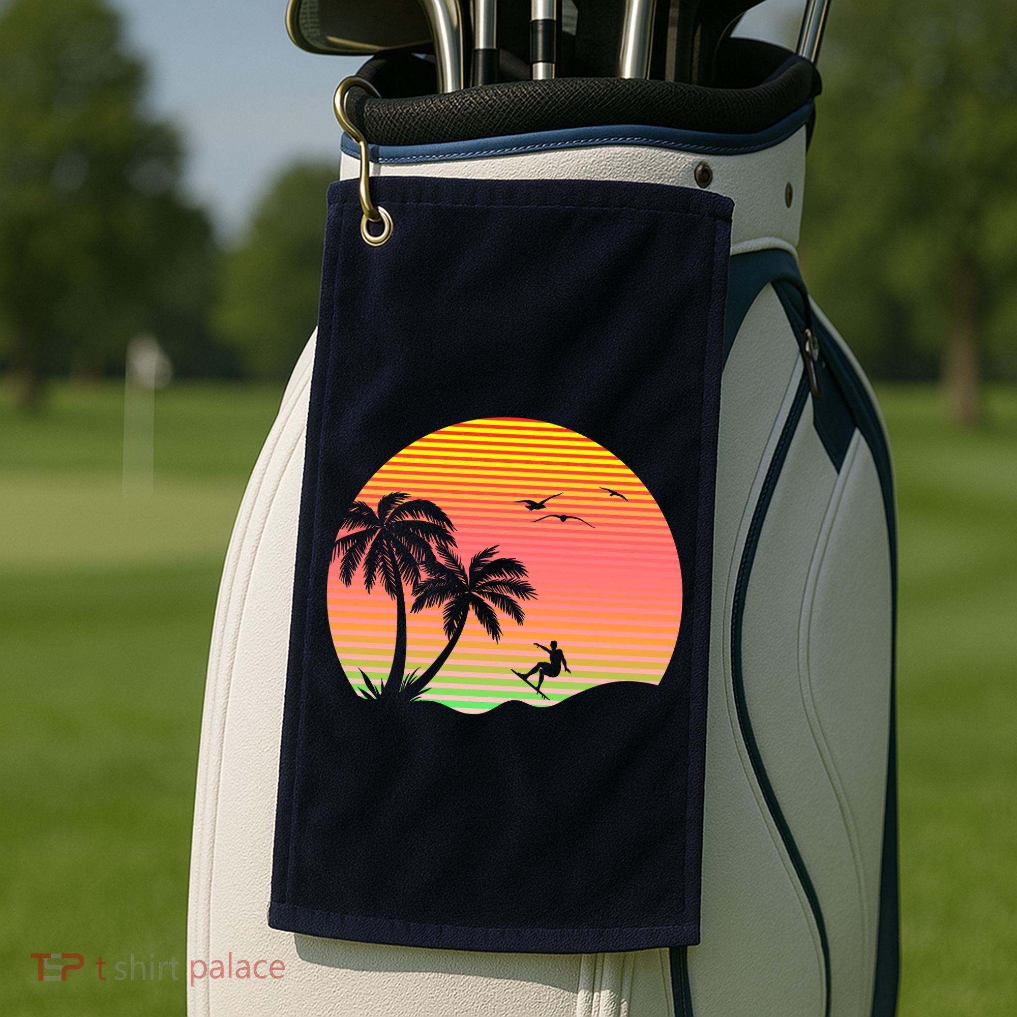 Surfing Into The Sunset Golf Towel