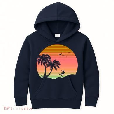 Surfing Into The Sunset Kids Hoodie