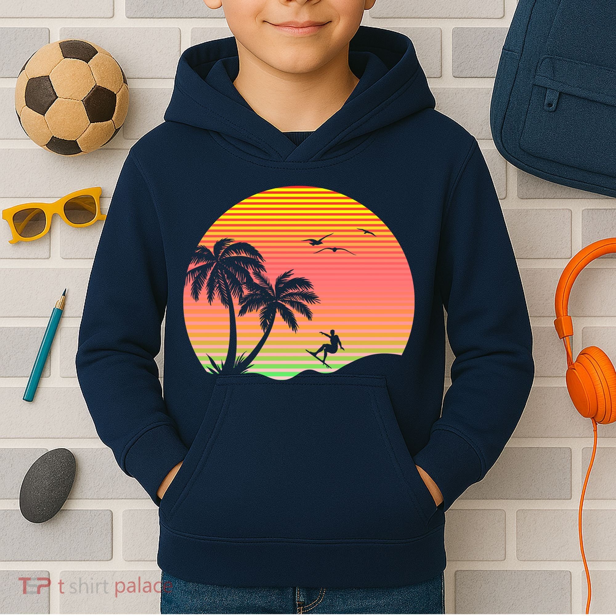 Surfing Into The Sunset Kids Hoodie