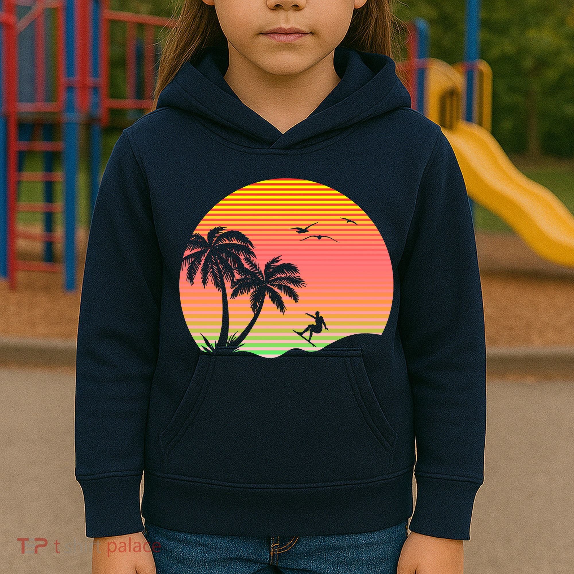 Surfing Into The Sunset Kids Hoodie