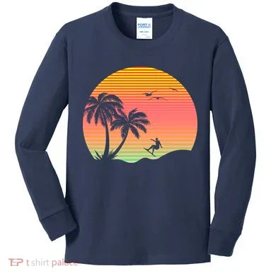 Surfing Into The Sunset Kids Long Sleeve Shirt