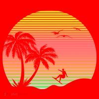 Surfing Into The Sunset Santa Hat thumb 1