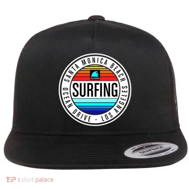 Surfing Logo Flat Bill Trucker Hat