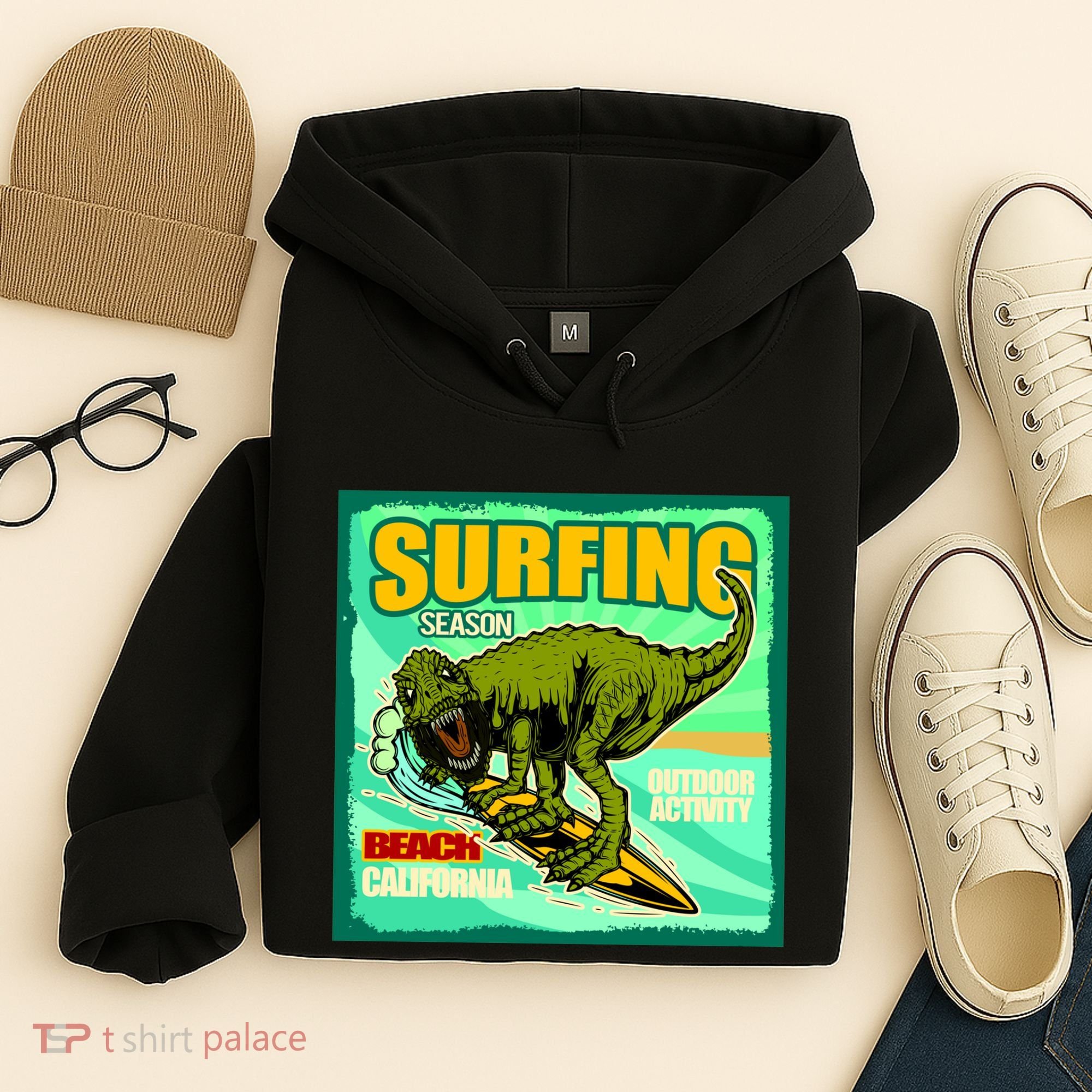 Surfing T-Rex Hoodie