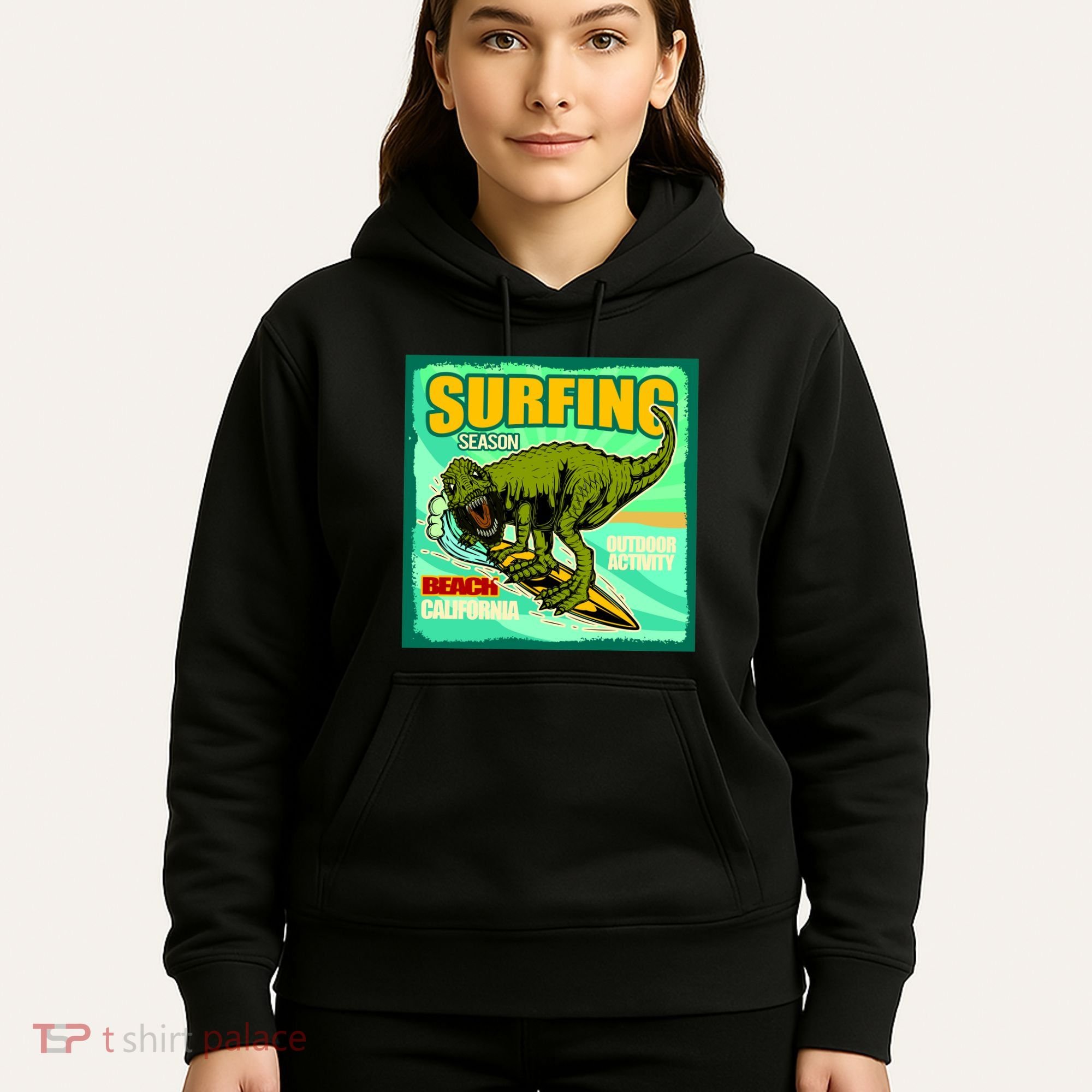 Surfing T-Rex Hoodie