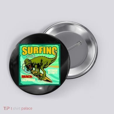 Surfing T-Rex Button