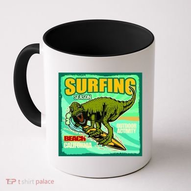 Surfing T-Rex Coffee Mug