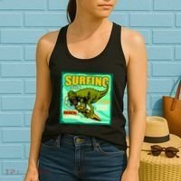 Surfing T-Rex Women's Tank Top thumb 2