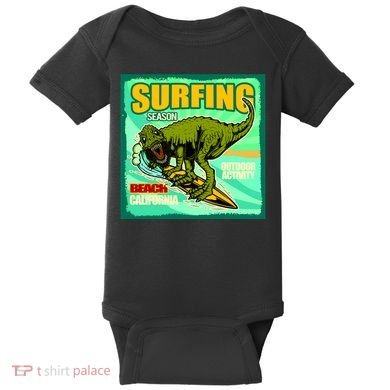 Surfing T-Rex Baby Bodysuit