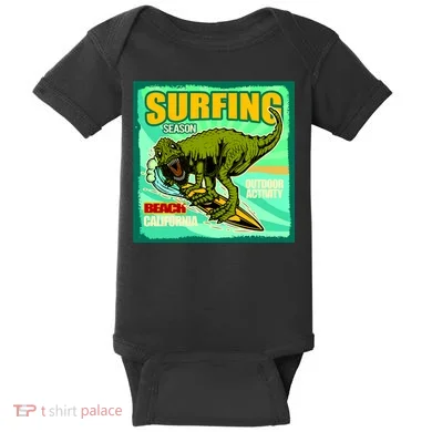 Surfing T-Rex Baby Bodysuit