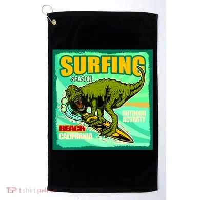 Surfing T-Rex Golf Towel