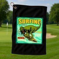 Surfing T-Rex Golf Towel thumb 1