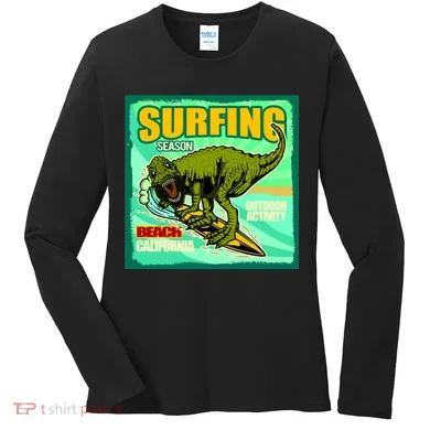 Surfing T-Rex Women's Long Sleeve Shirt
