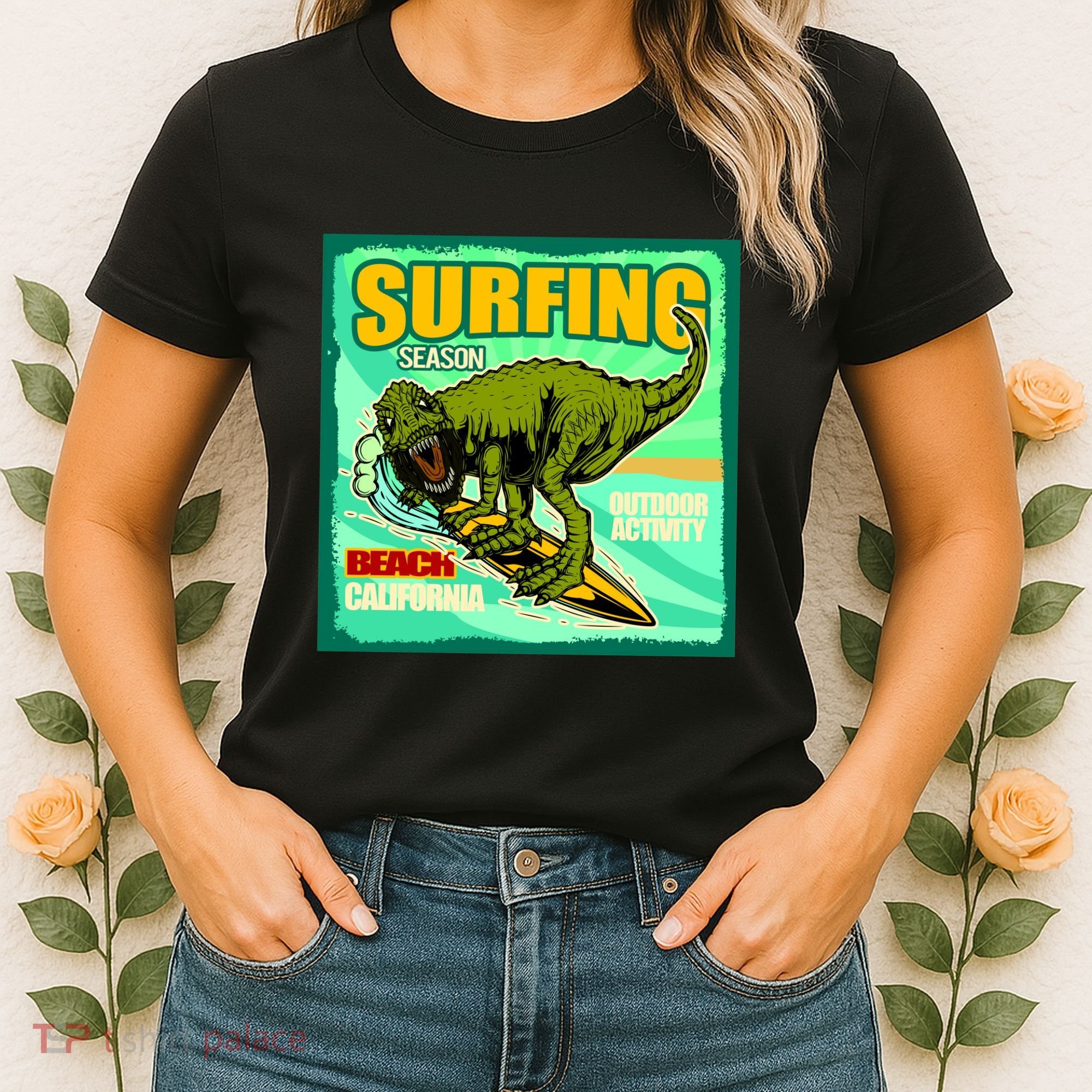 Surfing T-Rex Women's T-Shirt