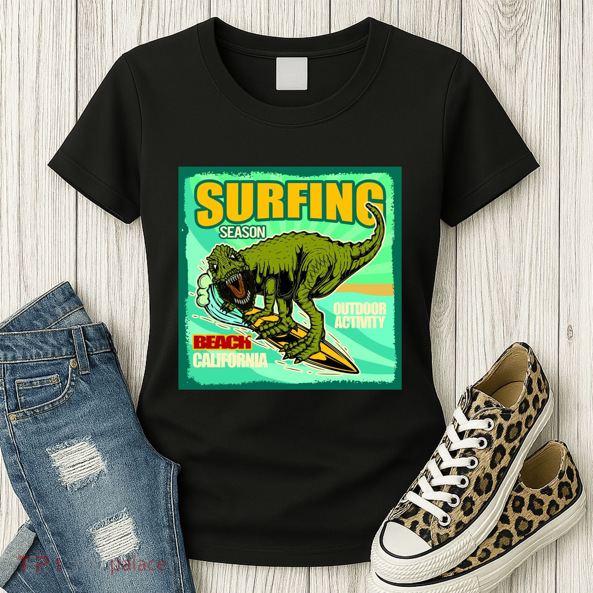 Surfing T-Rex Women's T-Shirt