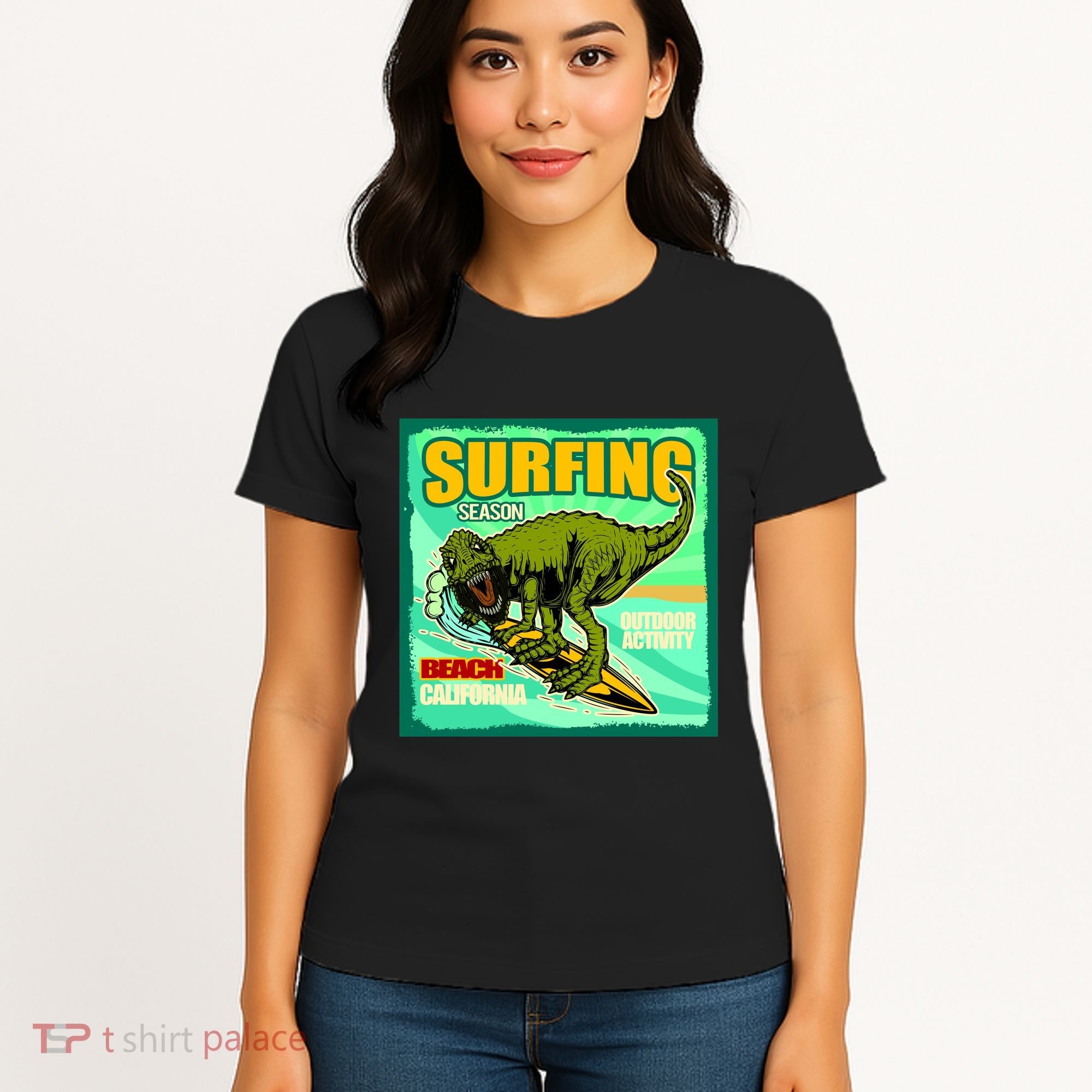Surfing T-Rex Women's T-Shirt