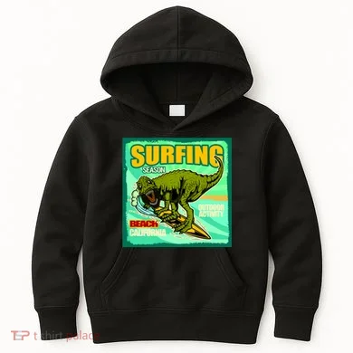 Surfing T-Rex Kids Hoodie