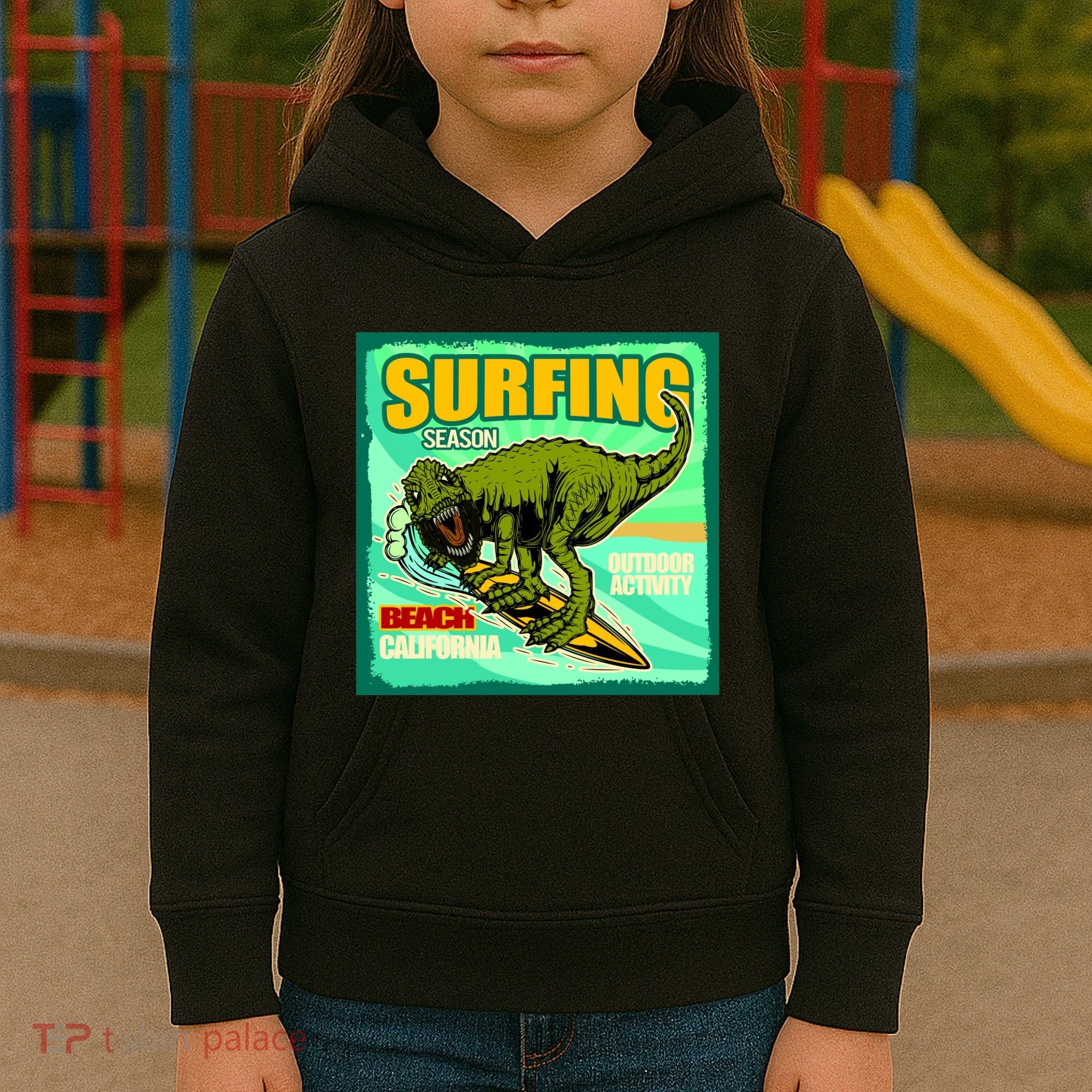 Surfing T-Rex Kids Hoodie