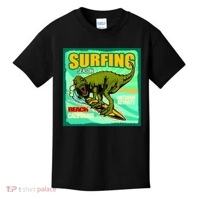 Surfing T-Rex Kids T-Shirt