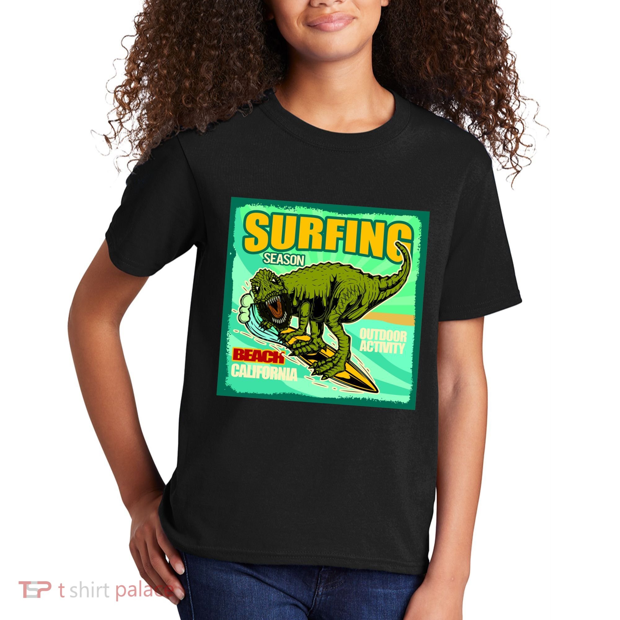 Surfing T-Rex Kids T-Shirt