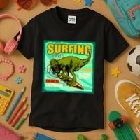 Surfing T-Rex Kids T-Shirt thumb 3