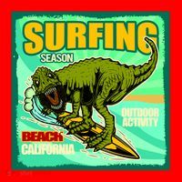 Surfing T-Rex Santa Hat thumb 1