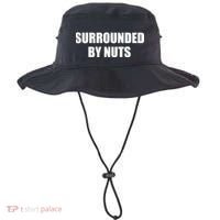 Surrounded By Nuts Rude Funny Text Bucket Hat thumb 0