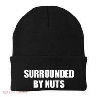 Surrounded By Nuts Rude Funny Text Beanie thumb 0