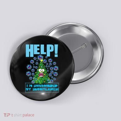 Surrounded By Snowflakes Button