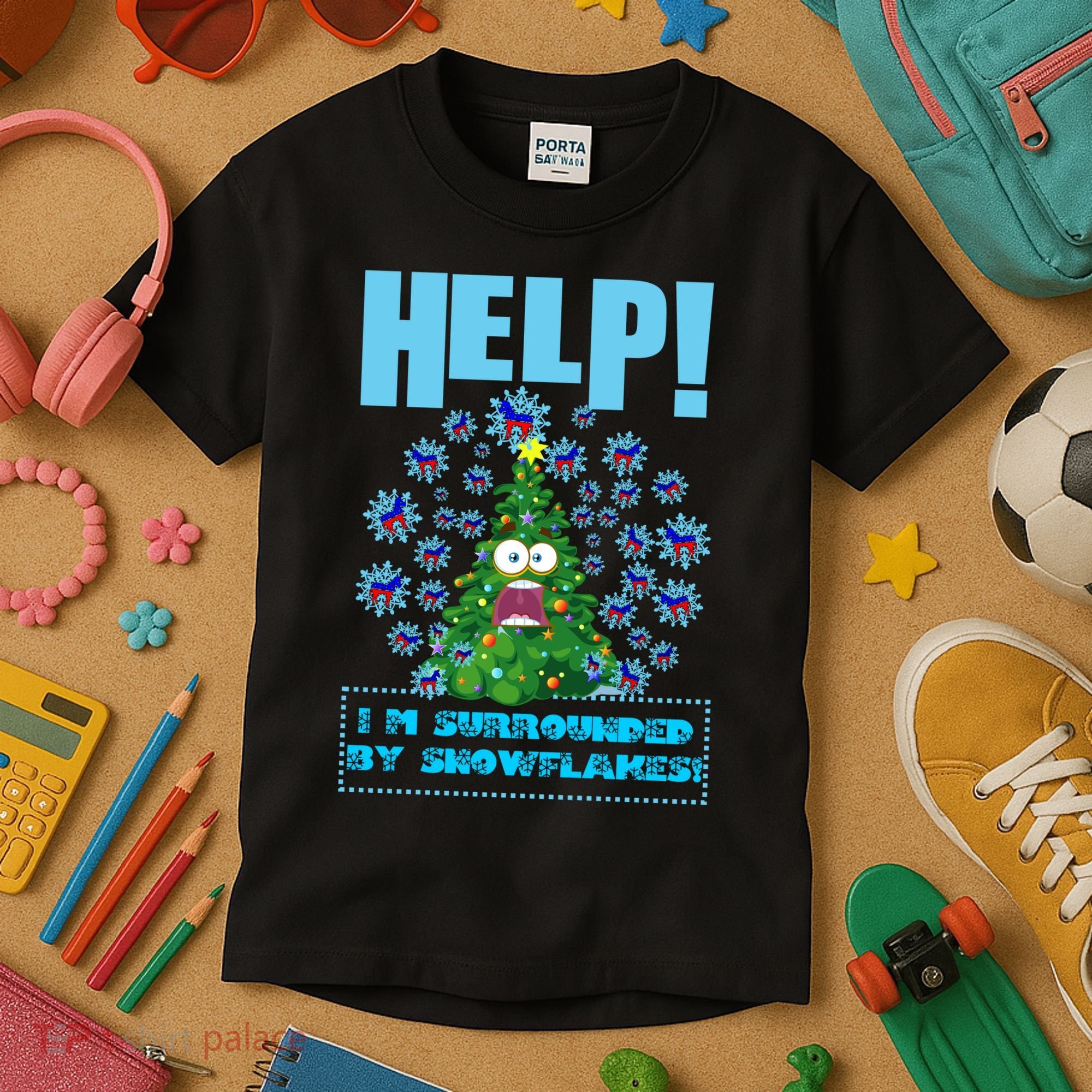 Surrounded By Snowflakes Kids T-Shirt
