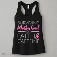 Surviving Motherhood on Faith and Caffeine Women's Tank Top thumb 3